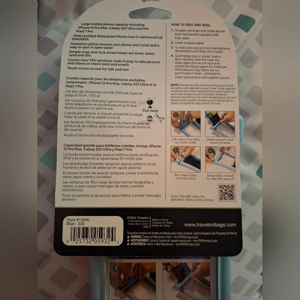 Travelon itFloats! Waterproof Phone Pouch, Blue